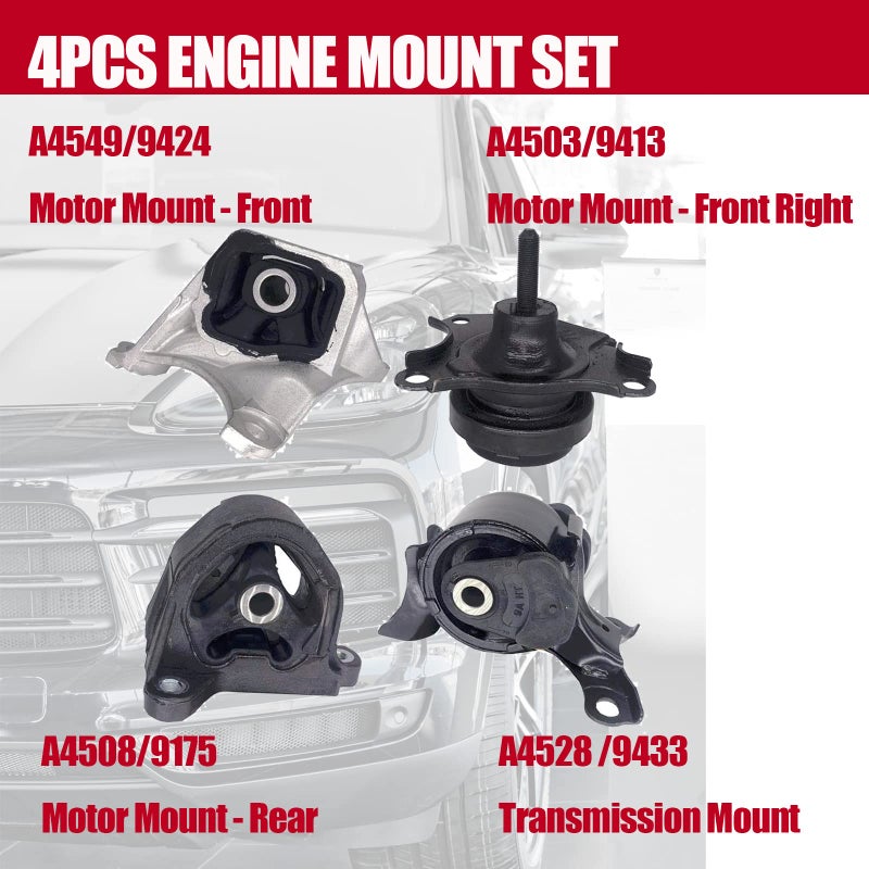 PATEWIN Engine Motor and Transmission Mount Compatible with 2002 2003 2004 2005 Acura RSX 2.0L 4PCS A4528 A4508 A4567 A4549 - Image 4